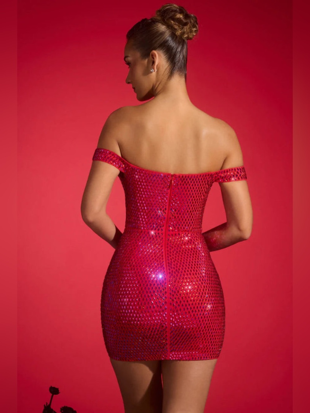 OH POLLY Leonora Embellished Off-Shoulder Mini Dress - Picture 2 of 5